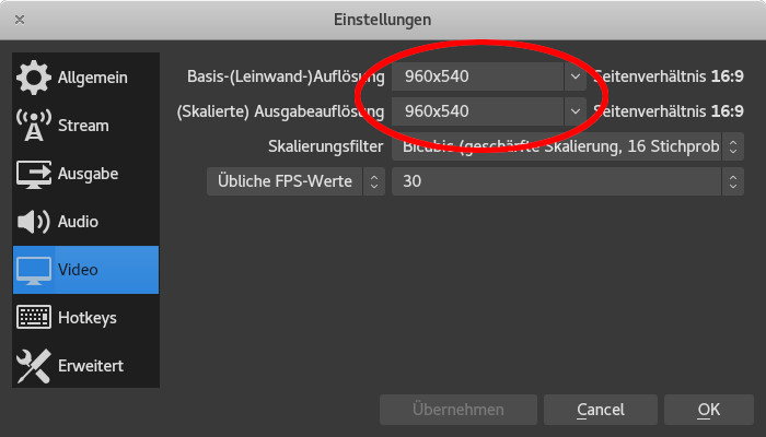OBS-Studio Einstellungen